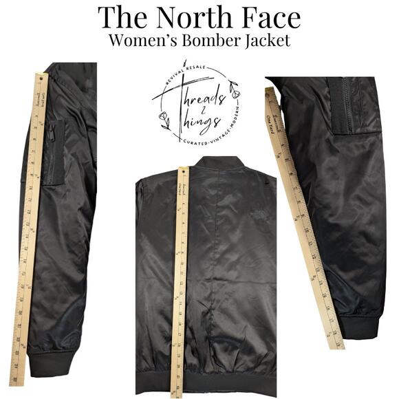 North Face Bomber Jacket Women S Black Athleisure Preppy Stylish Cozy Outerwear - Picture 9 of 12
